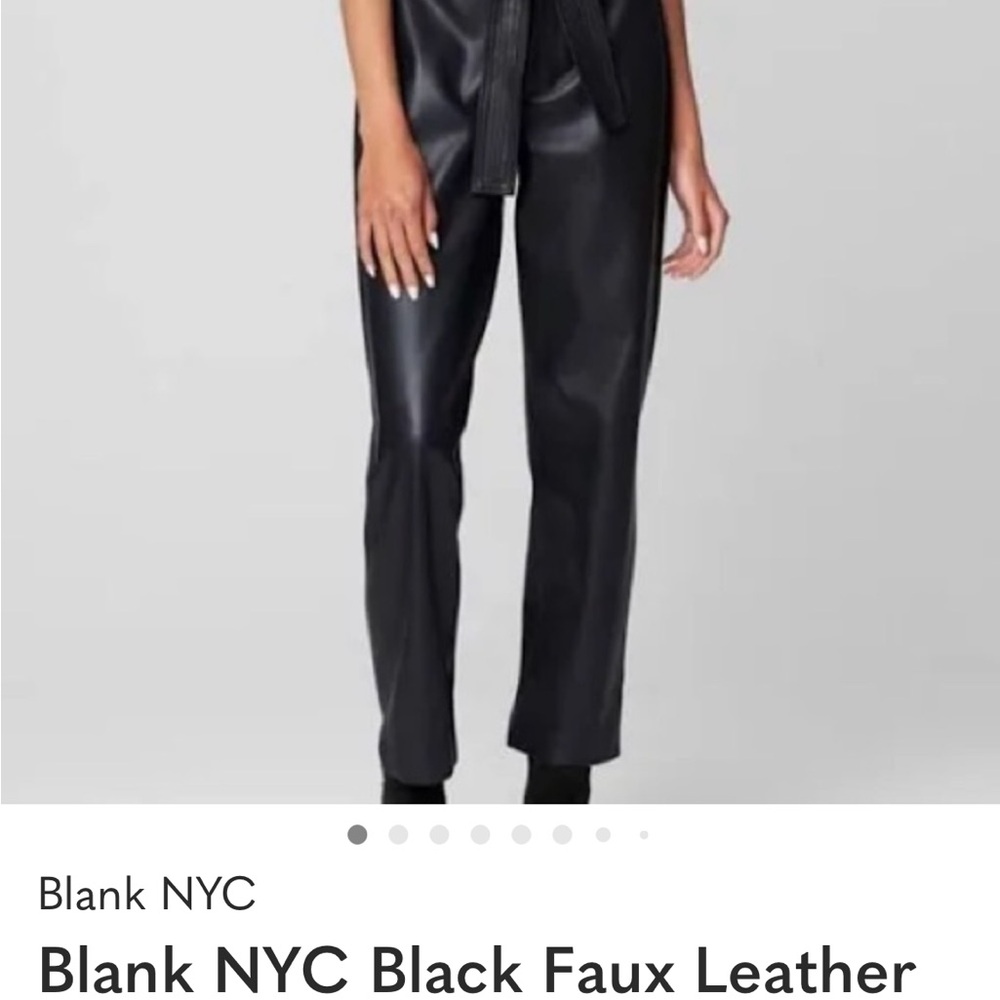 Blank NYC Black Faux Leather Dark Secrets Paperbag Tapered Pants no belt